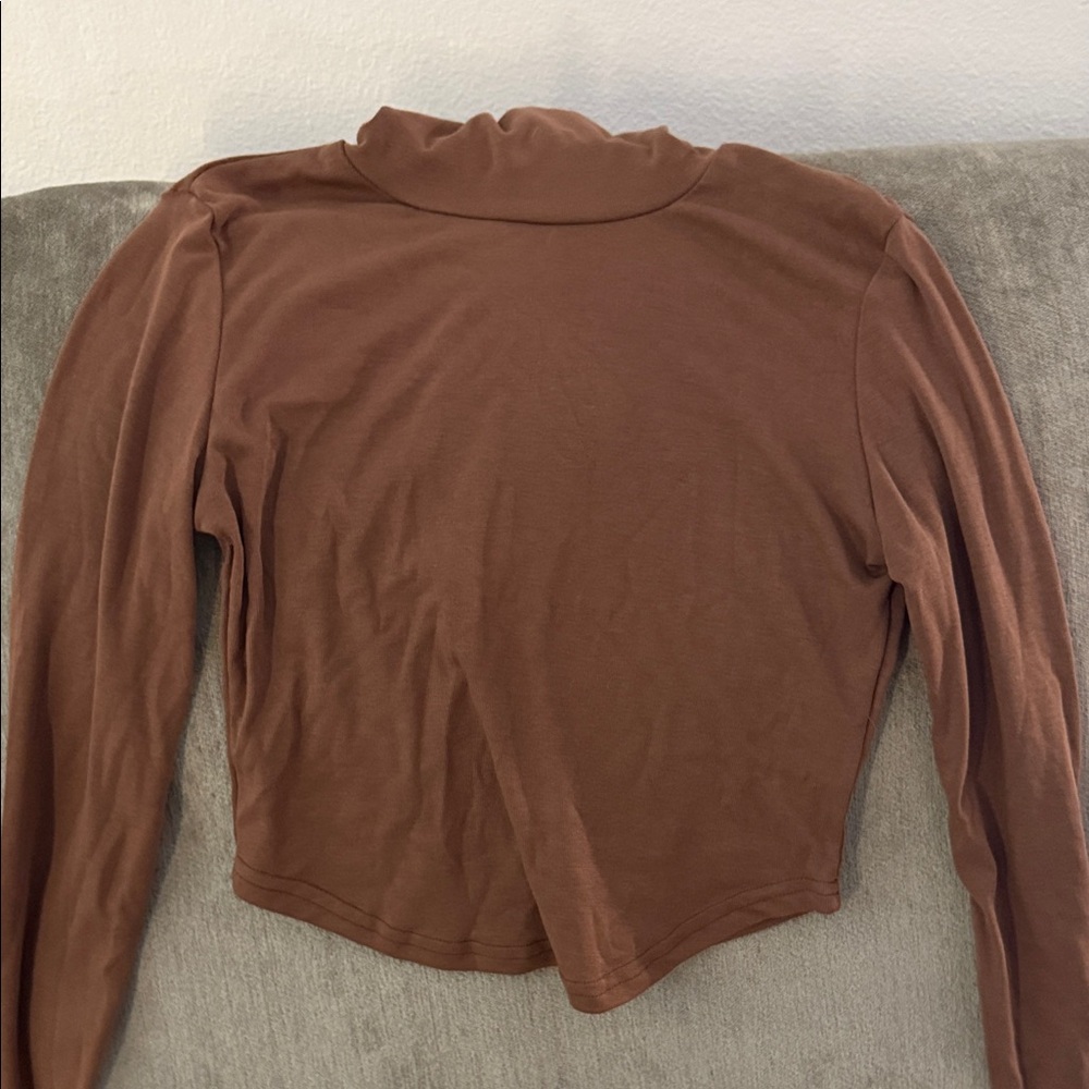 Elegant Brown Long Sleeve Women's Top